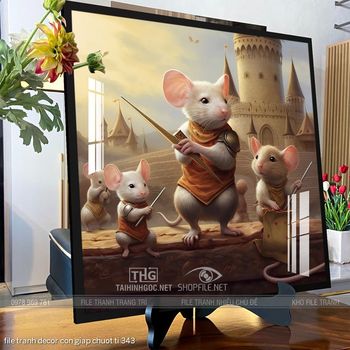 file tranh decor con giap chuot ti 343