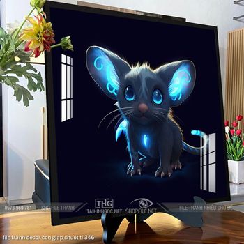 file tranh decor con giap chuot ti 346