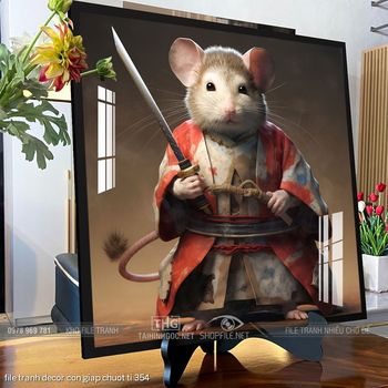 file tranh decor con giap chuot ti 354