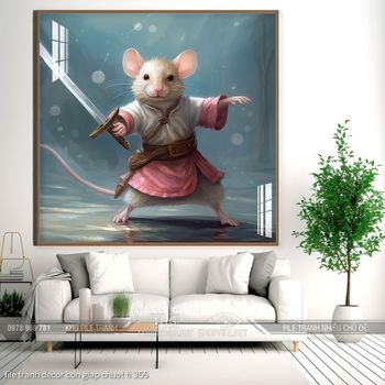 file tranh decor con giap chuot ti 355
