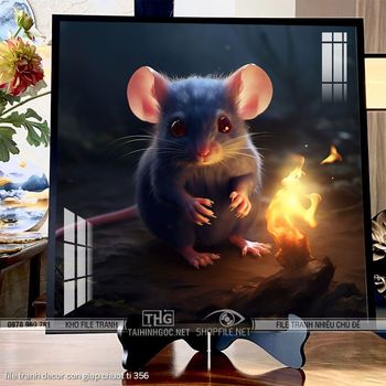 file tranh decor con giap chuot ti 356