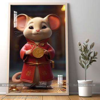 file tranh decor con giap chuot ti 371