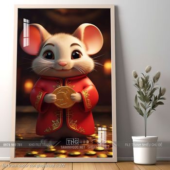 file tranh decor con giap chuot ti 372