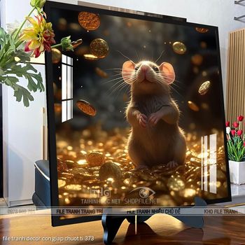 file tranh decor con giap chuot ti 373