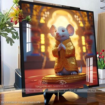 file tranh decor con giap chuot ti 379