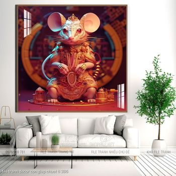 file tranh decor con giap chuot ti 386
