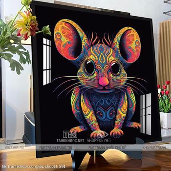 file tranh decor con giap chuot ti 391