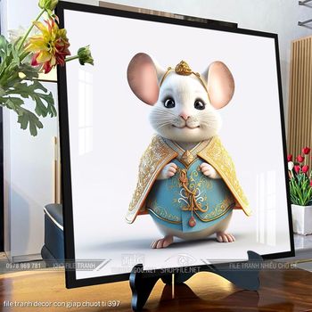 file tranh decor con giap chuot ti 397