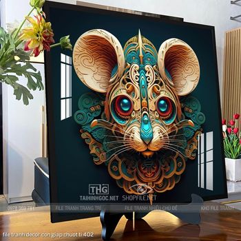 file tranh decor con giap chuot ti 402