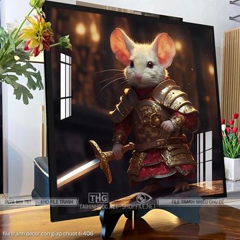 file tranh decor con giap chuot ti 406