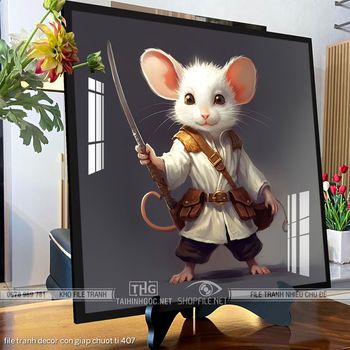 file tranh decor con giap chuot ti 407