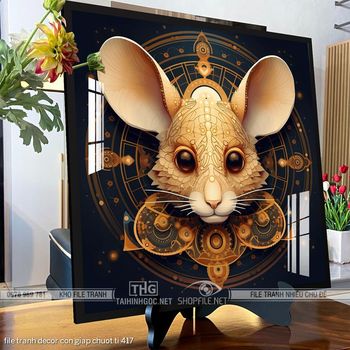 file tranh decor con giap chuot ti 417