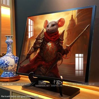 file tranh decor con giap chuot ti 420