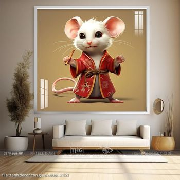file tranh decor con giap chuot ti 421