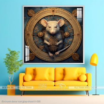 file tranh decor con giap chuot ti 428