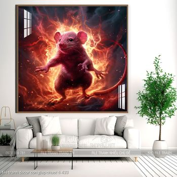 file tranh decor con giap chuot ti 433