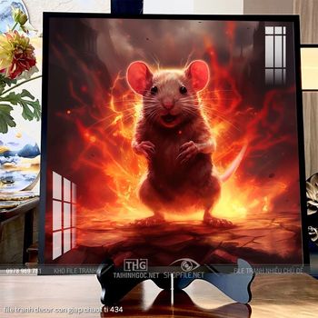 file tranh decor con giap chuot ti 434
