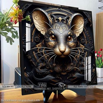 file tranh decor con giap chuot ti 435