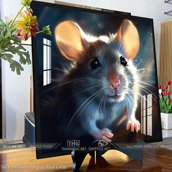 file tranh decor con giap chuot ti 436