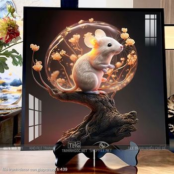 file tranh decor con giap chuot ti 439