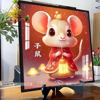 file tranh decor con giap chuot ti 440