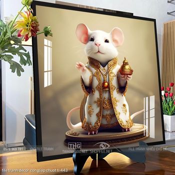 file tranh decor con giap chuot ti 443