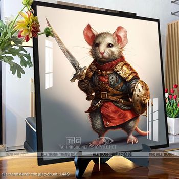 file tranh decor con giap chuot ti 449