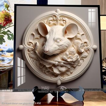 file tranh decor con giap chuot ti 452