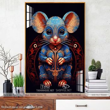 file tranh decor con giap chuot ti 458