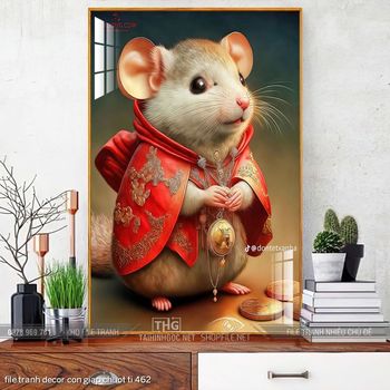 file tranh decor con giap chuot ti 462