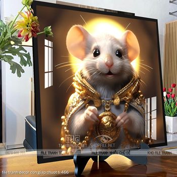 file tranh decor con giap chuot ti 466