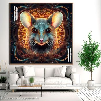 file tranh decor con giap chuot ti 473