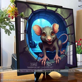 file tranh decor con giap chuot ti 477