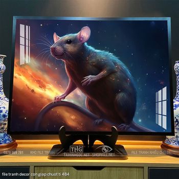 file tranh decor con giap chuot ti 484