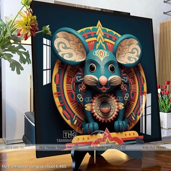 file tranh decor con giap chuot ti 485