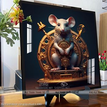 file tranh decor con giap chuot ti 490