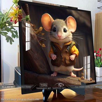 file tranh decor con giap chuot ti 492