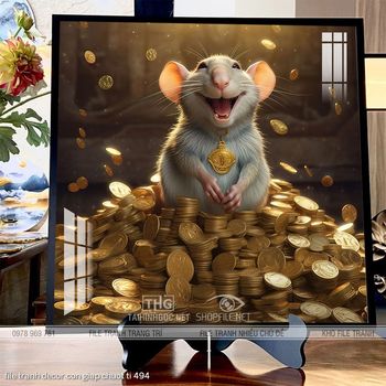file tranh decor con giap chuot ti 494