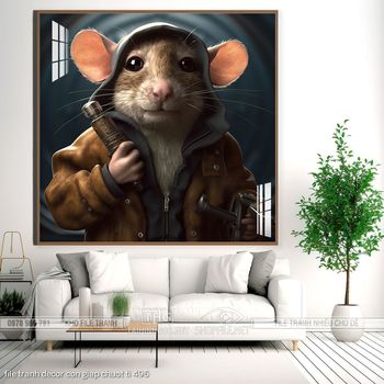 file tranh decor con giap chuot ti 496