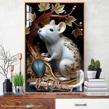 file tranh decor con giap chuot ti 500