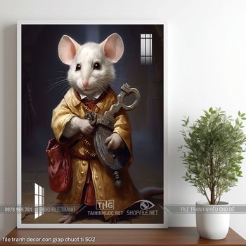 file tranh decor con giap chuot ti 502