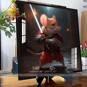 file tranh decor con giap chuot ti 516