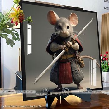 file tranh decor con giap chuot ti 517