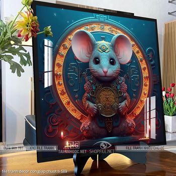 file tranh decor con giap chuot ti 519