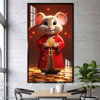 file tranh decor con giap chuot ti 520