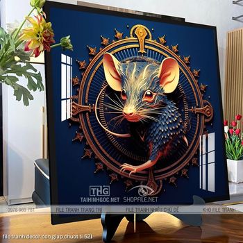 file tranh decor con giap chuot ti 521