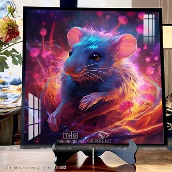 file tranh decor con giap chuot ti 522