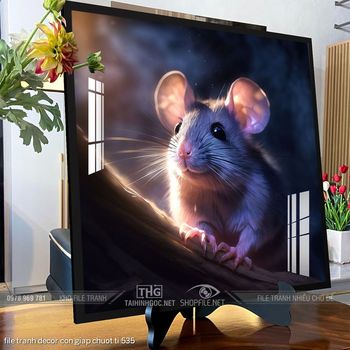 file tranh decor con giap chuot ti 535