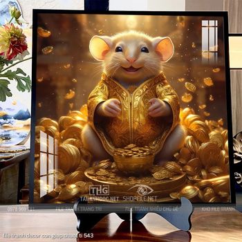 file tranh decor con giap chuot ti 543