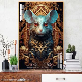 file tranh decor con giap chuot ti 546